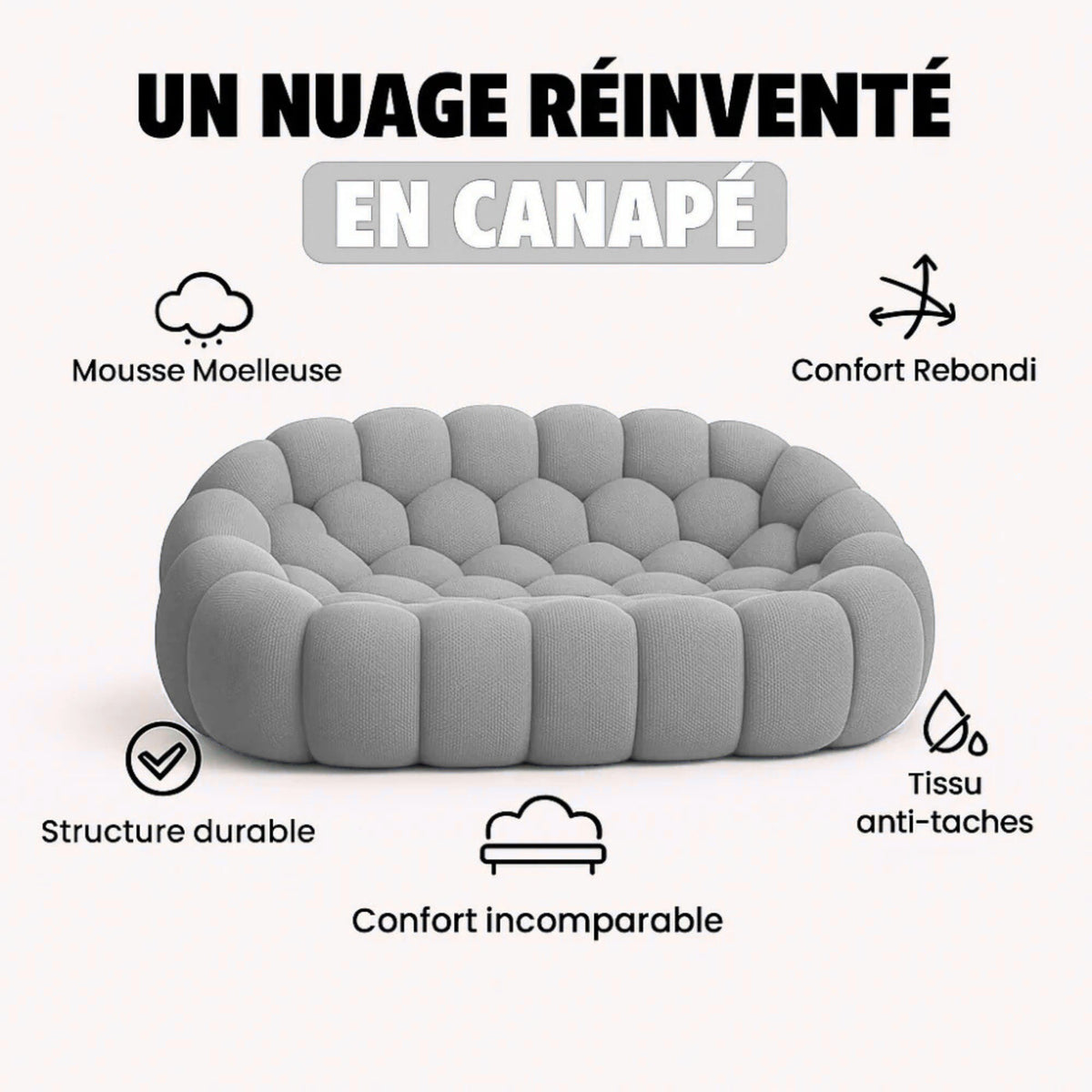 Canapé Bubble Gris Perle 2 Places