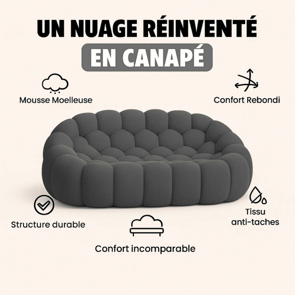Canapé Bubble Gris 2 Places