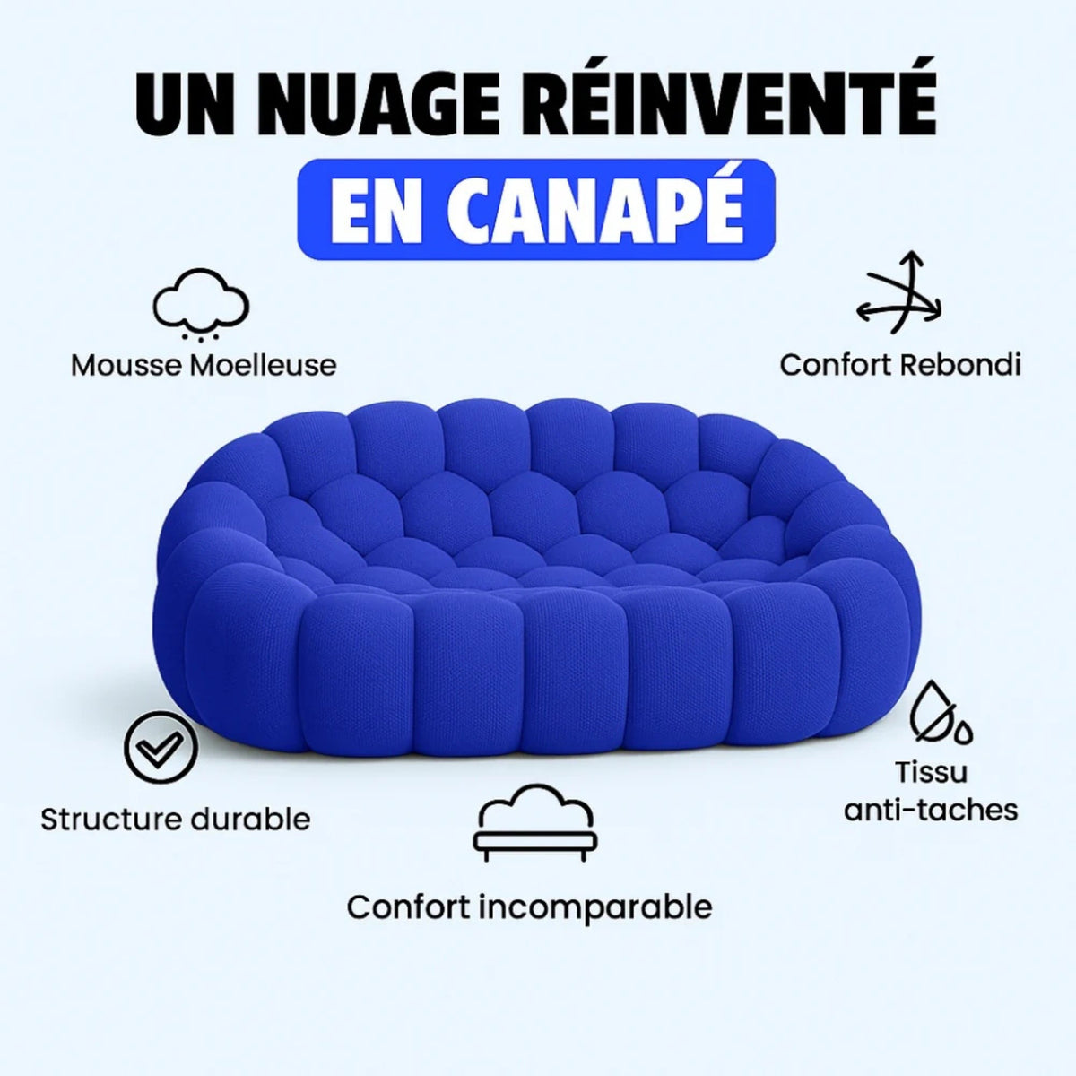 Canapé Bubble Bleu 2 Places