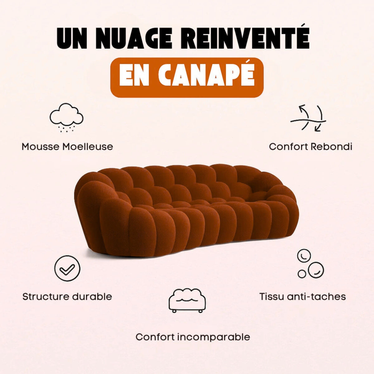 Canapé Bubble Orange 3-4 places