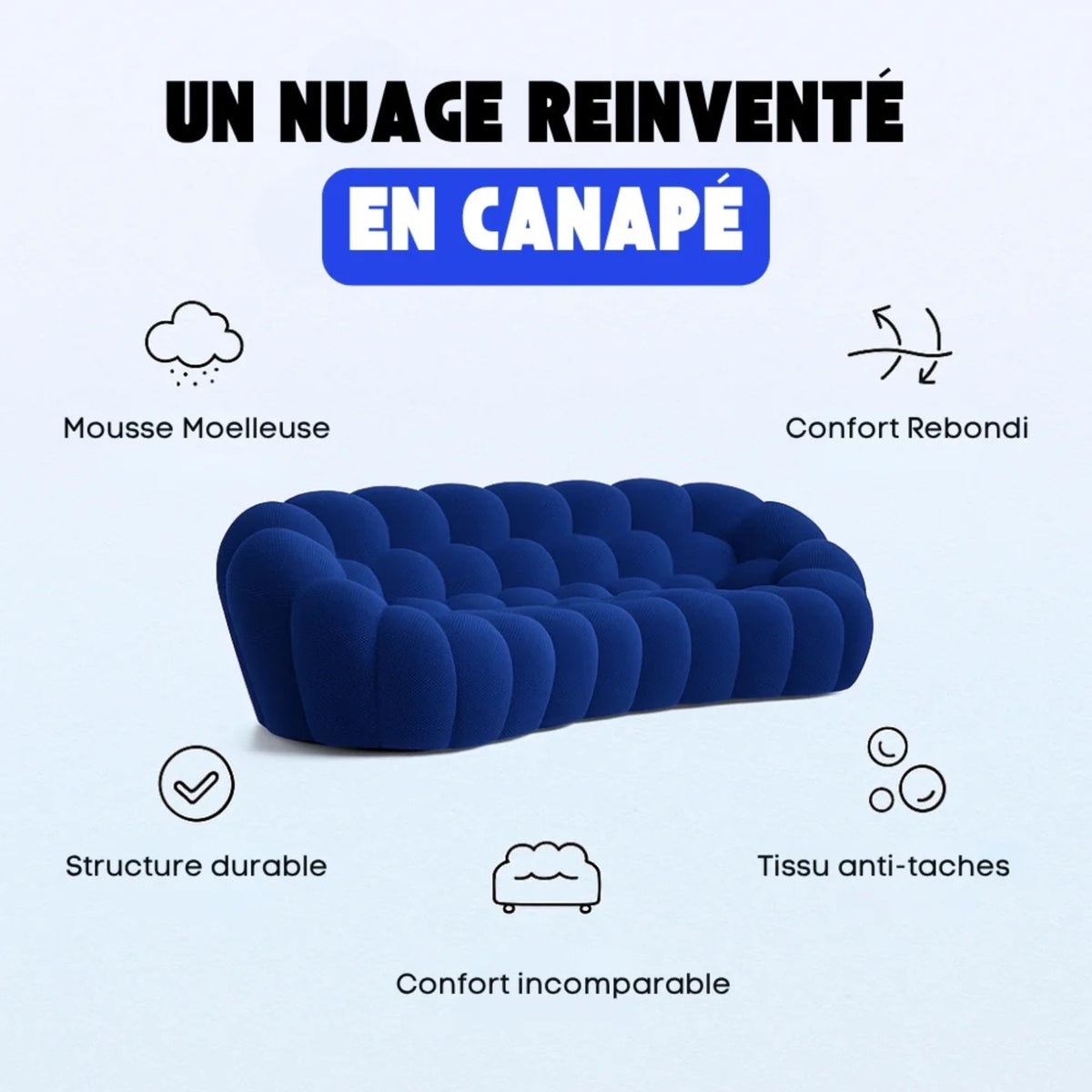 Canapé Bubble Bleu 3-4 places